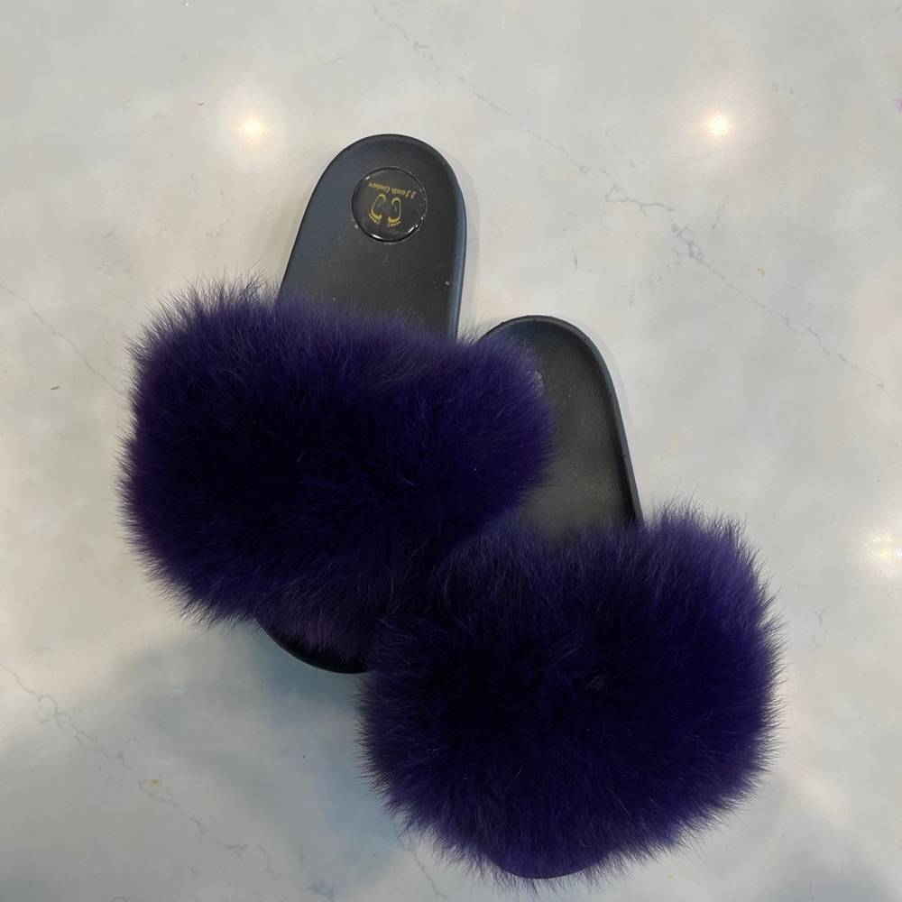 Dark purple mink slides.